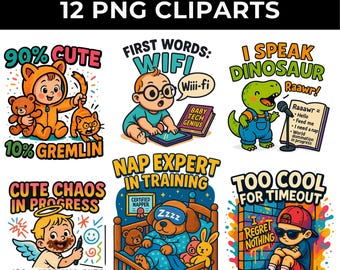 Kids T-Shirt Designs: Baby PNG Clipart Bundle (Digital Download)