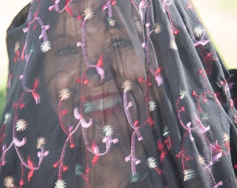 BLACK, RED, PINK & Green Embroidery