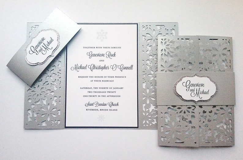 Snowflake Folder Wedding Invitation
