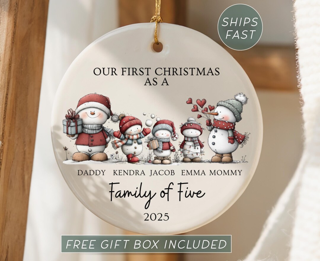 Family of Five Ornament Custom Family of 5 Christmas Ornament ...