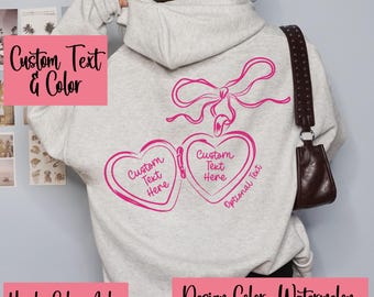 Custom Text Hoodie Custom Coquette College Hoodie Custom Wording Hoodie Personalized Text Hoodie For Her College Bow Hoodie Pink Sweater