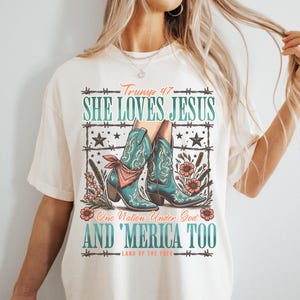 Western Trump Shirt, Funny 4th of July Tshirt, Merica T-Shirt, Comfort Colors Tee, Pro God Pro Trump Patriotic T, Trump Lover Gift, Cowgirl