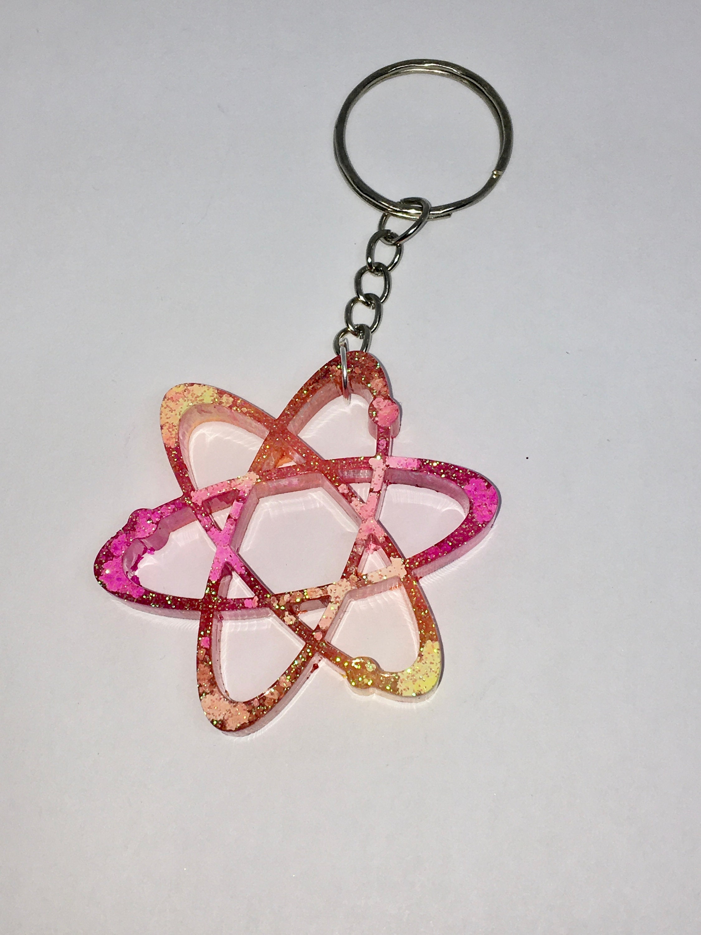 Atom keychain science lover science keychain stocking Etsy