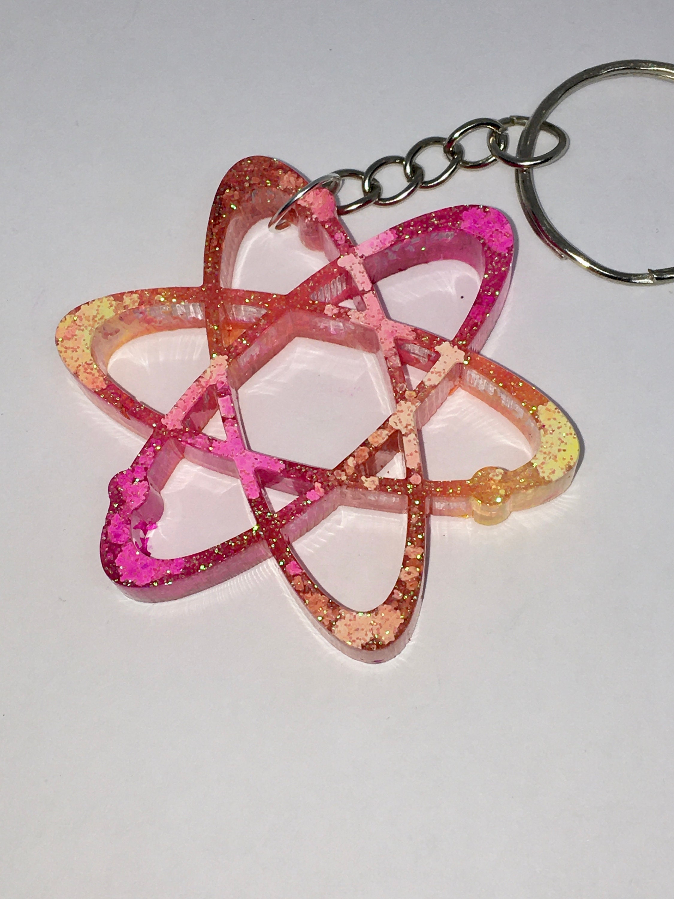 Atom keychain science lover science keychain stocking Etsy
