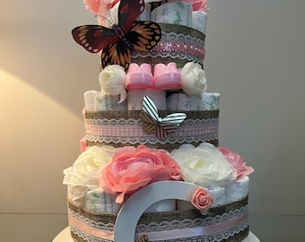 Flower Butterfly Diaper Cake