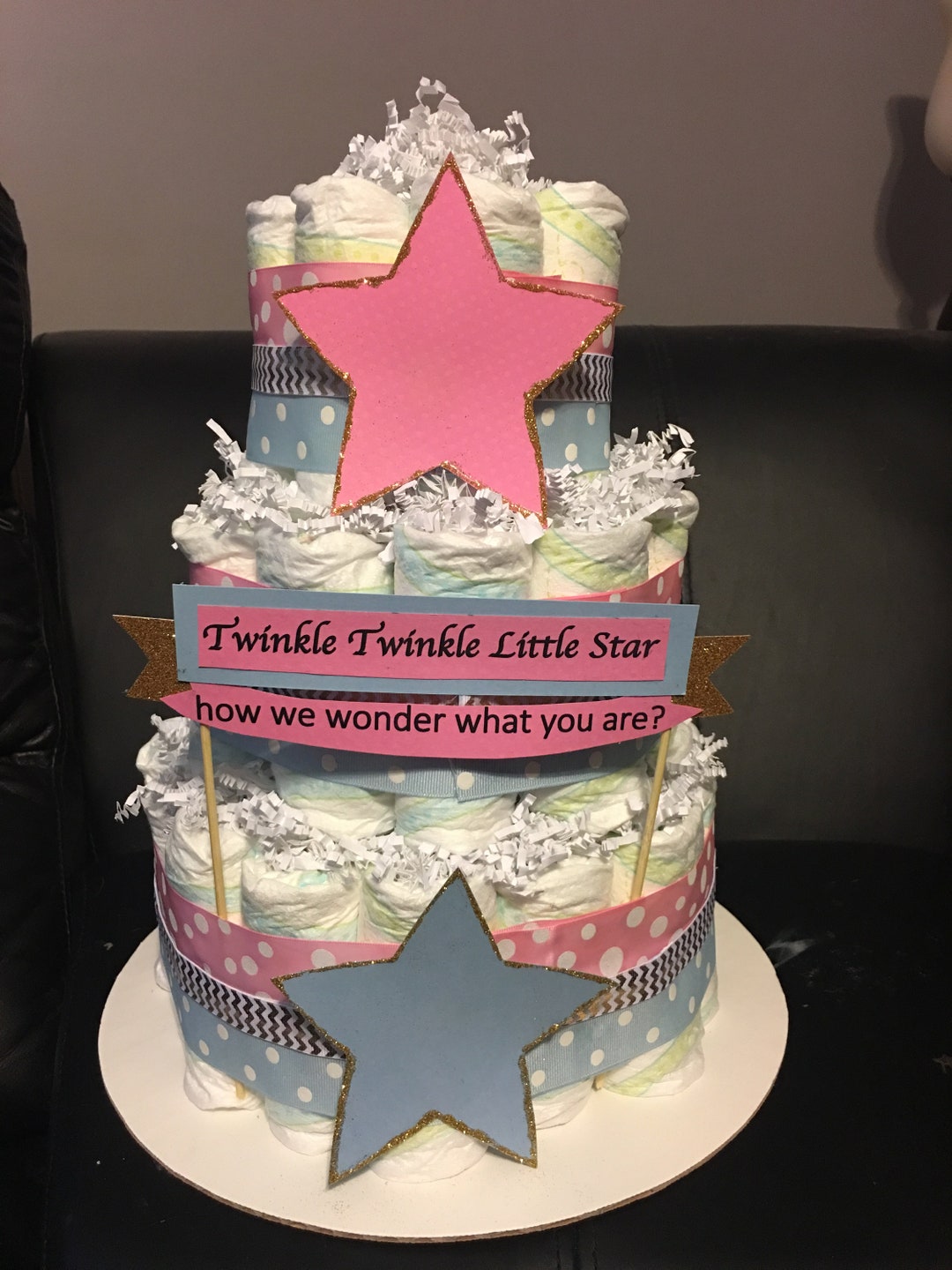 Twinkle Twinkle Little Star Gender Reveal Diaper Cake - Etsy