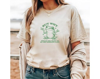 Camiseta de algodón pesado unisex, Camiseta retro divertida, Rana, Camiseta bonita, Ideas de regalo, Camiseta, Regalo de cumpleaños, Tamaño extragrande