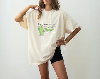 chandail drole, camiseta, Le ver vert va vers le verre vert, Camisa francesa divertida, Camiseta unixex, Camisa bonita, Idea de regalo, Regalo para profesor