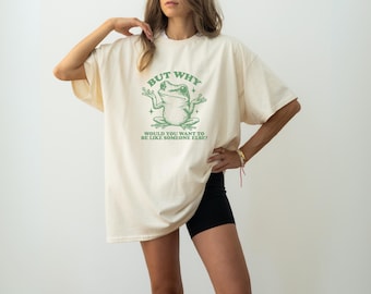 Camiseta unisex de algodón pesado / camiseta retro divertida / rana / camisa linda / ideas de regalo / camisa / regalo de cumpleaños / de gran tamaño