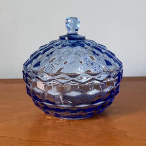 Mid-Century Ice Blue Fostoria Glass Cubist Candy Dish // Mid-Century Art Glass, Fostoria Cubist Nut Dish, Ice Blue Art Glass, 1970s