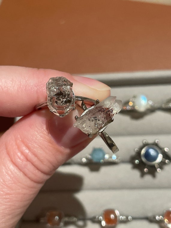 Adjustable Crystal Silver Ring / Herkimer Diamond… - image 7