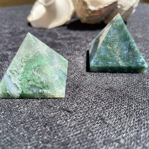 You Choose! Moss Agate Pyramid / Green Forrest Garden Fairy Crystal / Gemstone Triangle