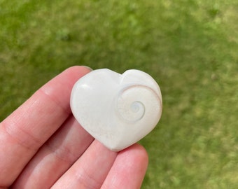 White Swirl Beach Gemstone / Ocean Crystal Love YOU CHOOSE !! Shiva Shell Heart Carvings
