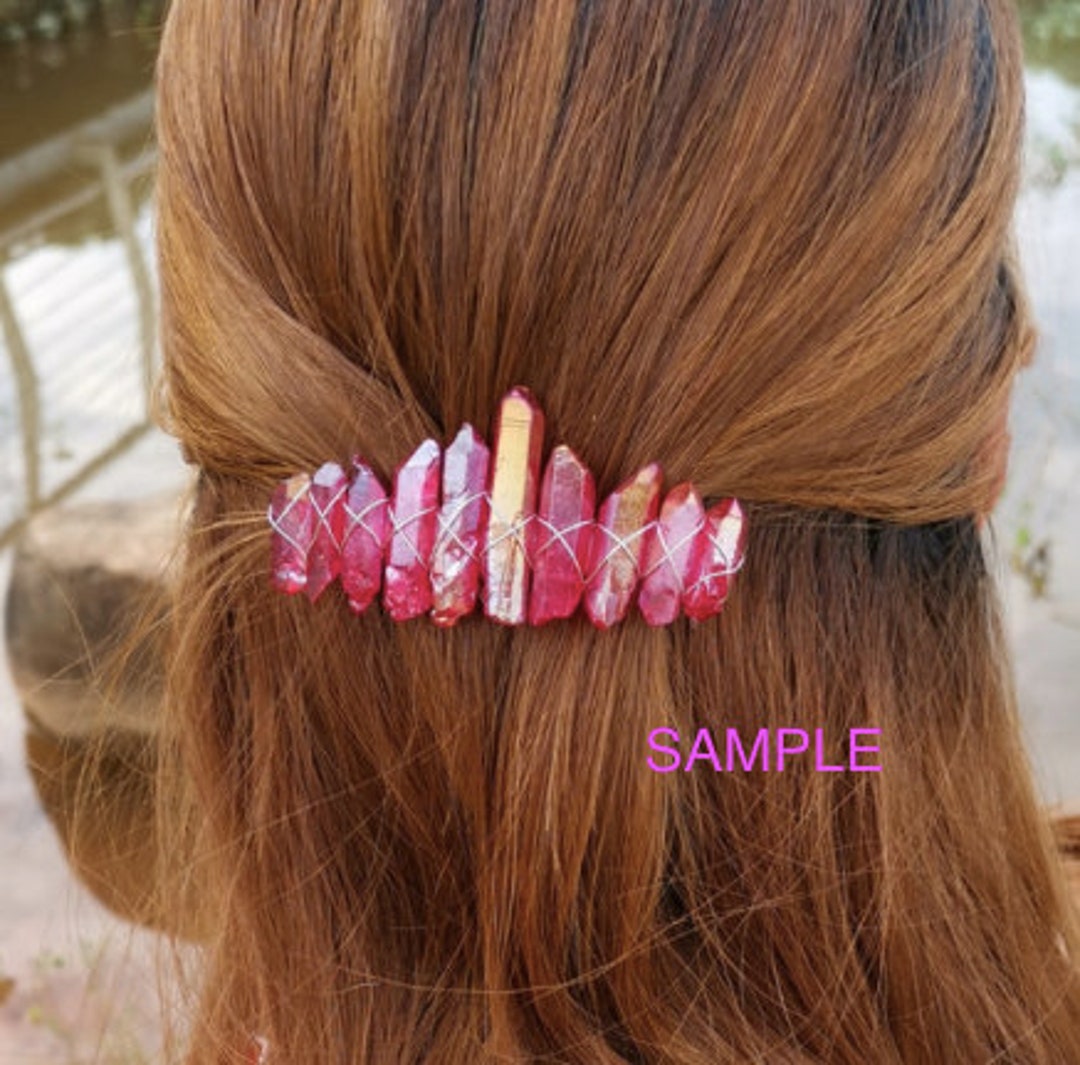 Aura Quartz Crystal Crown/ Headband / Rainbow Shiny Point  display picture 2