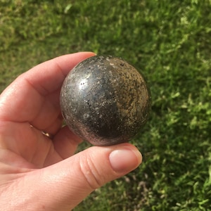 Golden Pyrite Sphere / Crystal Ball / Fools Gold Gemstone / Power Abundance Money Strength
