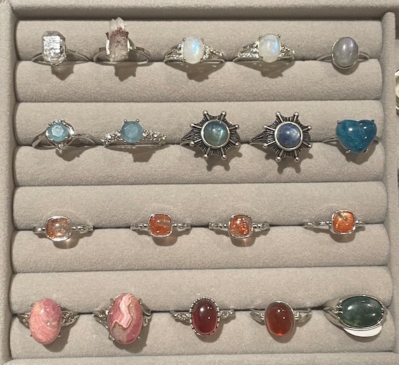 Adjustable Crystal Silver Ring / Herkimer Diamond… - image 1