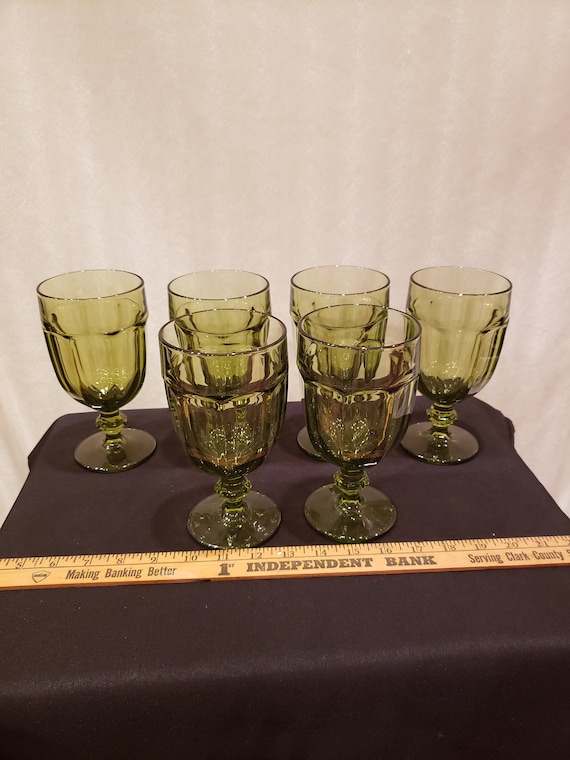 Duratuff Libbey Glass Gibraltar Spanish Green Footed Iced Tea Etsy