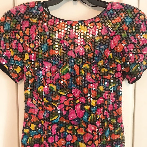 Vintage 90s Floral Sequin Party Dress