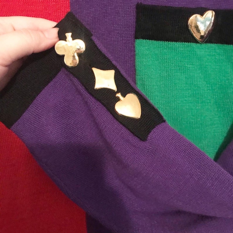 Vintage 80s Chaus Deck of Cards Sweater