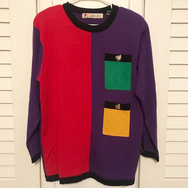 Vintage 80s Chaus Deck of Cards Sweater