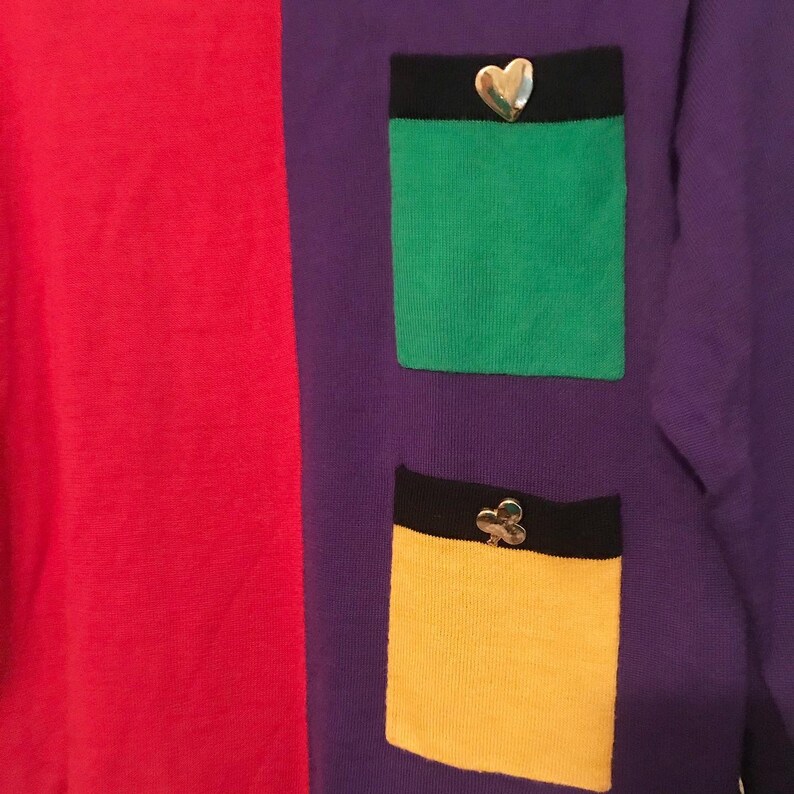 Vintage 80s Chaus Deck of Cards Sweater