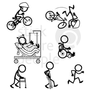 Bike Accident Stick Figure People, Stickfigure, Stick Man, Stick Figure, Stick Figures, Stick People, Pdf, Svg, Dxf, Png, Cricut, Vector