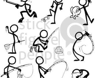 Fishing Stick Figure People, Stickfigure, Stick Man, Stick Figure, Stick Figures, Stick People, Pdf, Svg, Dxf, Png, Cricut, Vector