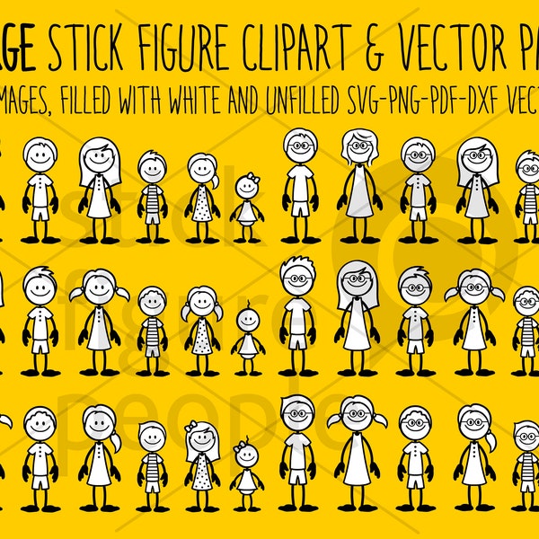 HUGE Pack of Stick Figure Clipart Clip Art Vectors, Stick People Family Clip Art Clipart Vectors - Commercial and Personal Use