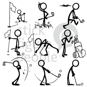 Golf Stick Figure People, Stickfigure, Stick Man, Stick Figure, Stick Figures, Stick People, Pdf, Svg, Dxf, Png, Cricut, Vector