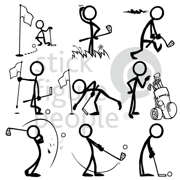 Golf Stick Figure People, Stickfigure, Stick Man, Stick Figure, Stick Figures, Stick People, Pdf, Svg, Dxf, Png, Cricut, Vector