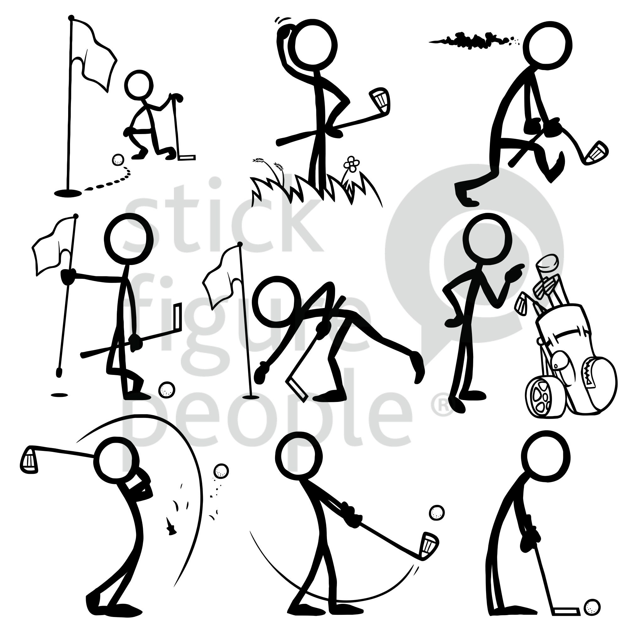 Golf Stick Figure People, Stickfigure, Stick Man, Stick Figure, Stick