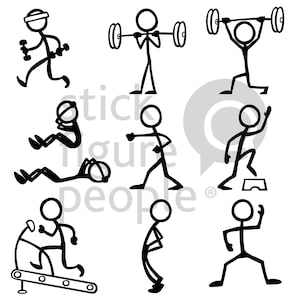 Fitness Stick Figure People, Stickfigure, Stick Man, Stick Figure, Stick Figures, Stick People, Pdf, Svg, Dxf, Png, Cricut, Vector