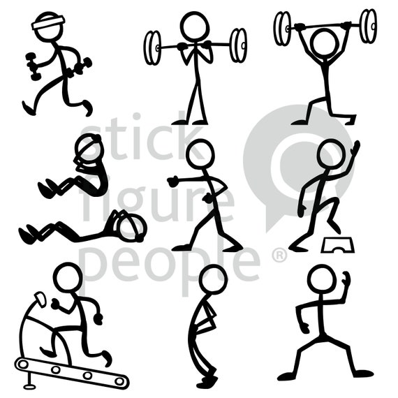 Fitness Stick Figure People, Stickfigure, Stick Man, Stick Figure, Stick  Figures, Stick People, Pdf, Svg, Dxf, Png, Cricut, Vector