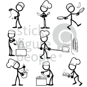 Cozinhando bonecos de palito, bonecos de palito, homem de palitos, bonecos de palitos, bonecos de palitos, pessoas de palitos, Pdf, Svg, Dxf, Png, Cricut, Vector