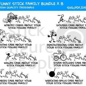 Funny Stick Figure People Family Car Decal Bundle Pack Cut/Cricut Files and Printables Svg, Pdf, Dxf, Png