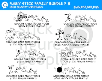 Funny Stick Figure People Family Car Decal Bundle Pack Cut/Cricut Files and Printables Svg, Pdf, Dxf, Png
