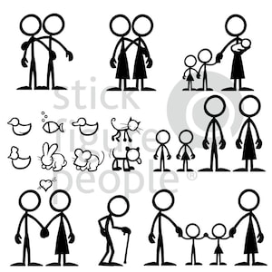 Stick Family Stick Figure People, Stickfigure, Stick Man, Stick Figure, Stick Figures, Stick People, Pdf, Svg, Dxf, Png, Cricut, Vector