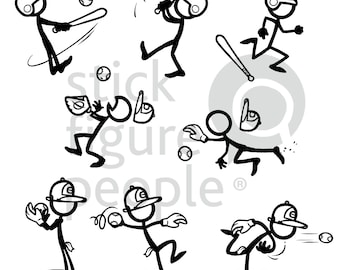 Baseball Softball Stick Figure People, Stickfigure, Stick Man, Stick Figure, Stick Figures, Stick People, Pdf, Svg, Dxf, Png, Cricut, Vector