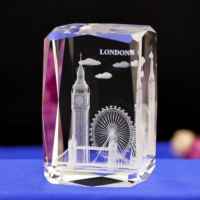 London Crystal Sculpture Model Paperweight 3D Laser Engraved Etsy