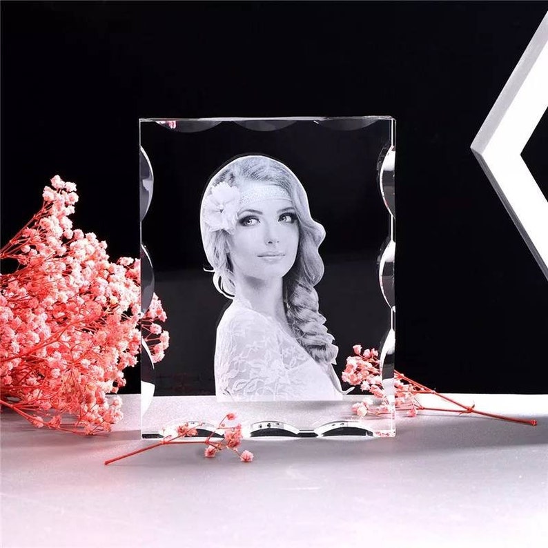 Customized Crystal Photo Frame Personalize Laser Engraved Etsy