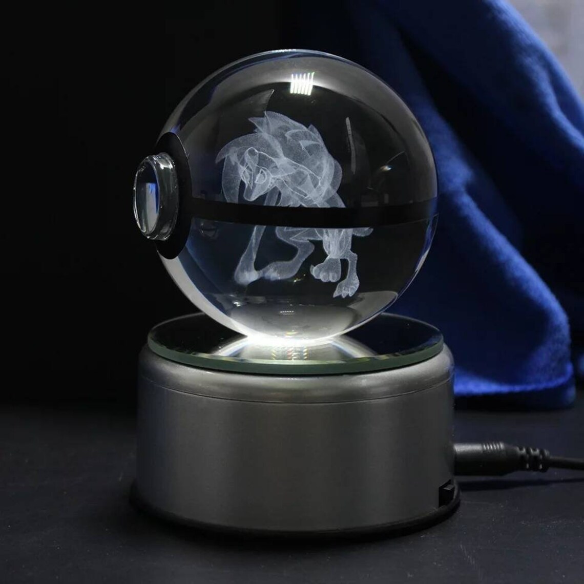 Lycanroc Crystal Pokeball Pokemon Night Light 3D Crystal Etsy