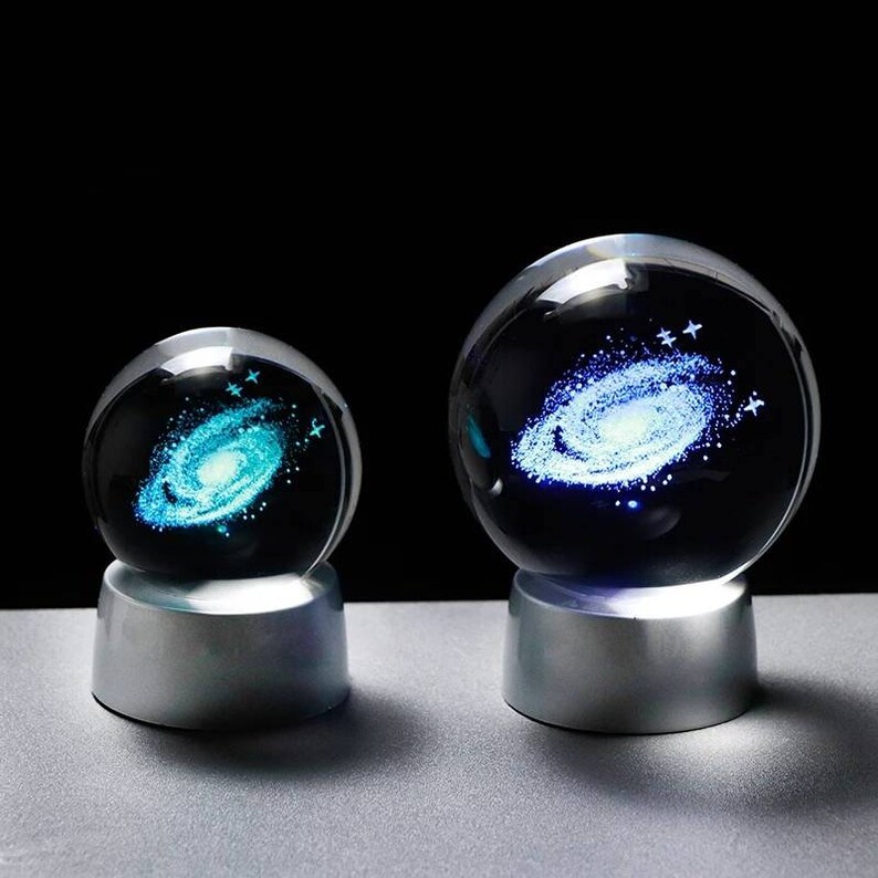 Laser Engraved Galaxy 3D Glass Globe Crystal Galaxies Etsy Canada