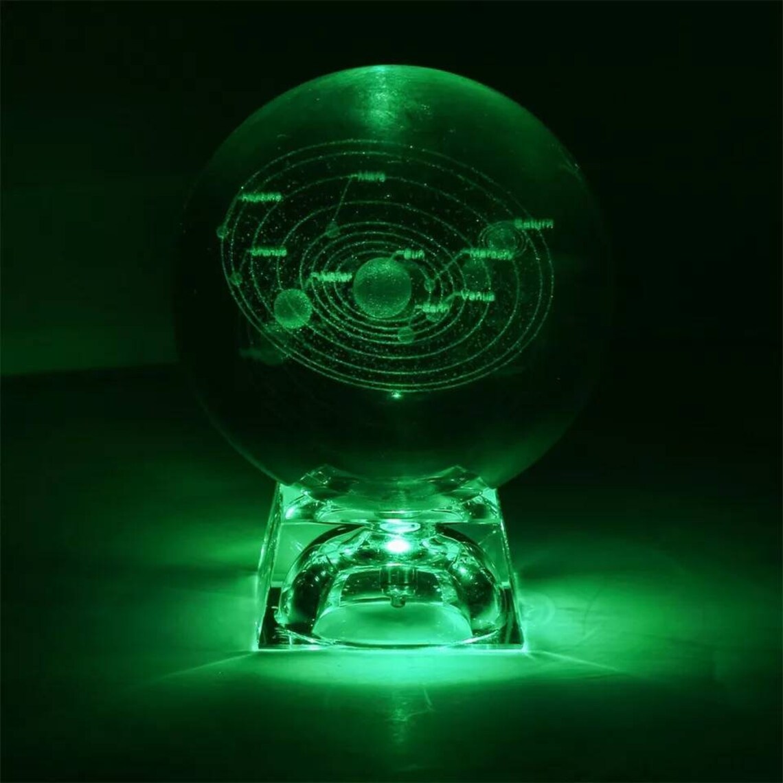 LED Solar System 3D Crystal Globe Celestial Glass Etsy
