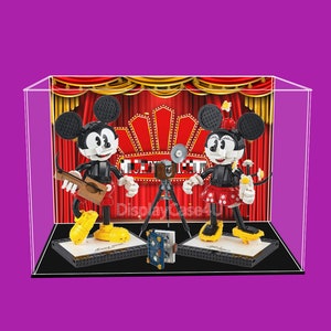 Display di Topolino Minnie / Vetrina in acrilico con sfondo personalizzato con stampa UV per il personaggio LEGO Disney Topolino Minnie 43179