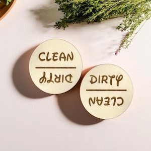 Indicateur réversible de propreté et de saleté - Aimant pour lave-vaisselle en bois rustique