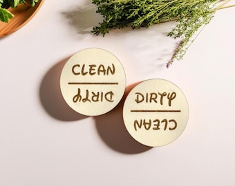 Clean & Dirty Reversible Indicator - Rustic Wooden Dishwasher Magnet
