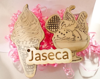 Custom Name Sign & Ice Cream Party Craft Kit – DIY Wooden Craft