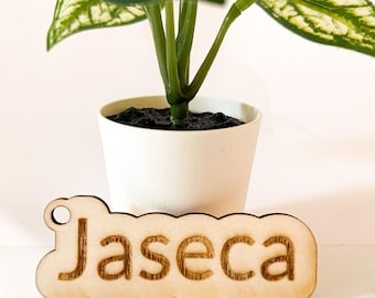 Custom Wooden Name Tags – Personalized Laser Engraved Keychains or Bag Tags