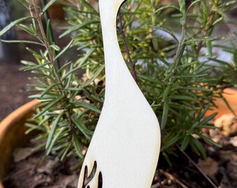 Handmade Wooden Goose Plant Decoration – Laser Cut Minimalist Garden Ornament