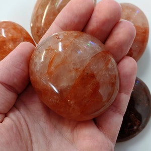 Hematoid Quartz Palm Stone, Fire Quartz Palm Stone, Polished Hematoid Quartz Crystal, Witchy Gifts, Gemstones Minerals, Altar Crystals!